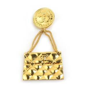 Chanel Cc Logo Brooch Gold-Tone Metal #229225C66B